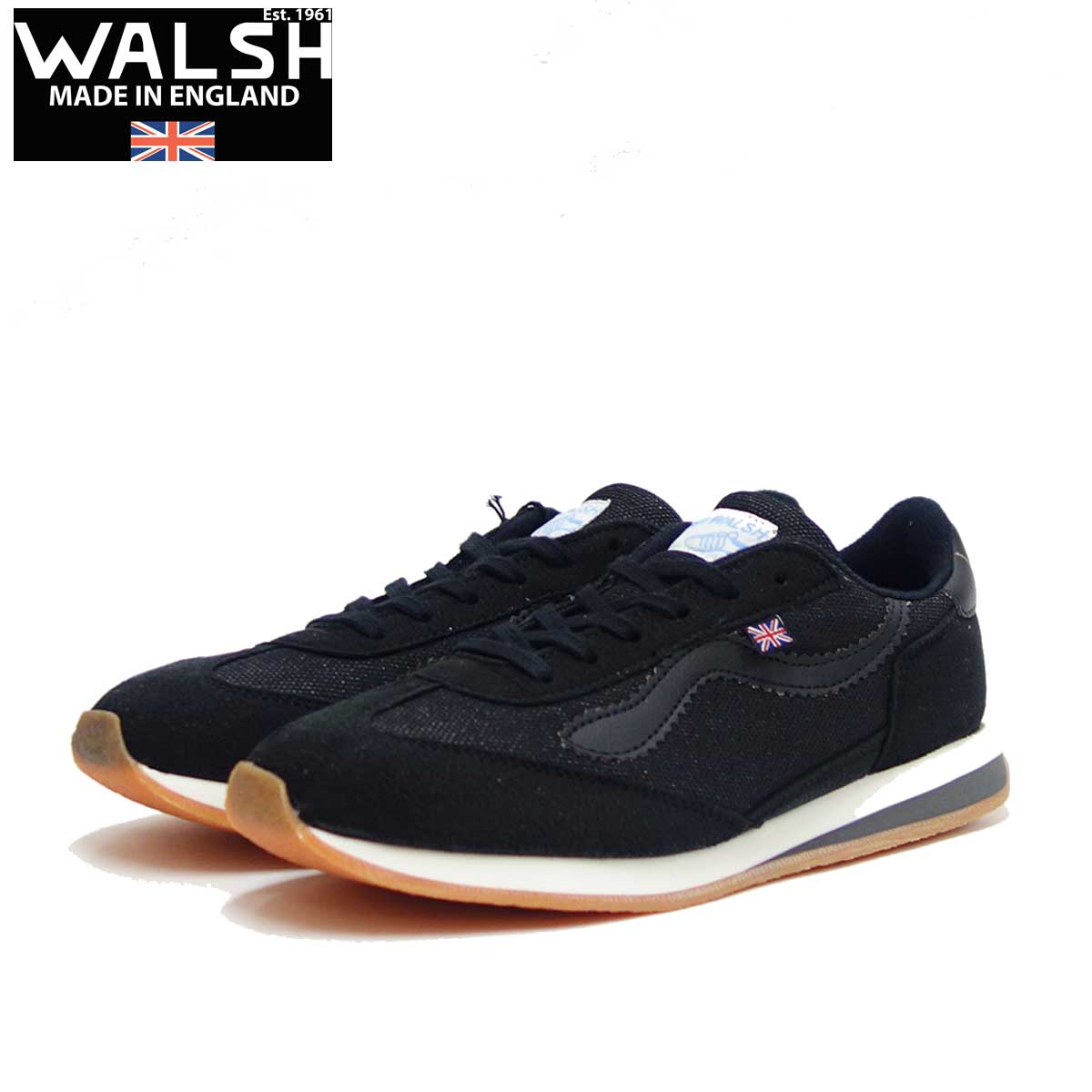 WALSH ウォルシュ FRC 71007(ユニセックス) Fierce Mesh カラー:ブラック/ホワイト(英国製) ナイロン&ヴェロン&PVCのランニングスニーカー 「靴」