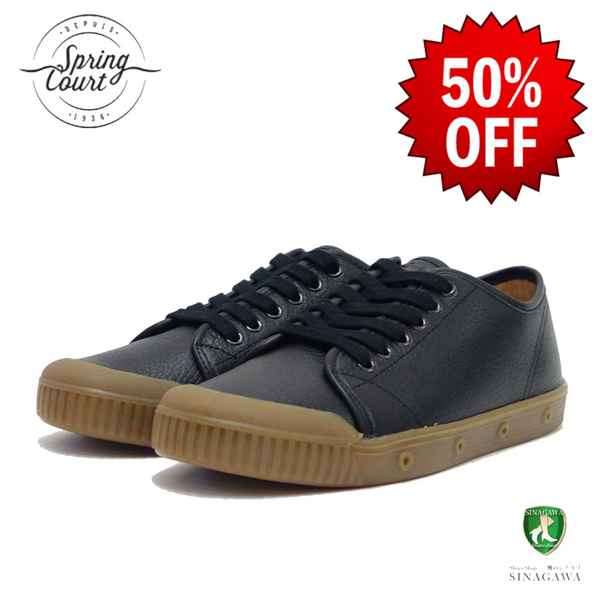 【SALE 50%OFF】 Spring Court スプリングコート G2S-6GL(レディース)G2 GRAINY LEATHER BLACK 天然皮革のローカットスニーカー 「靴」