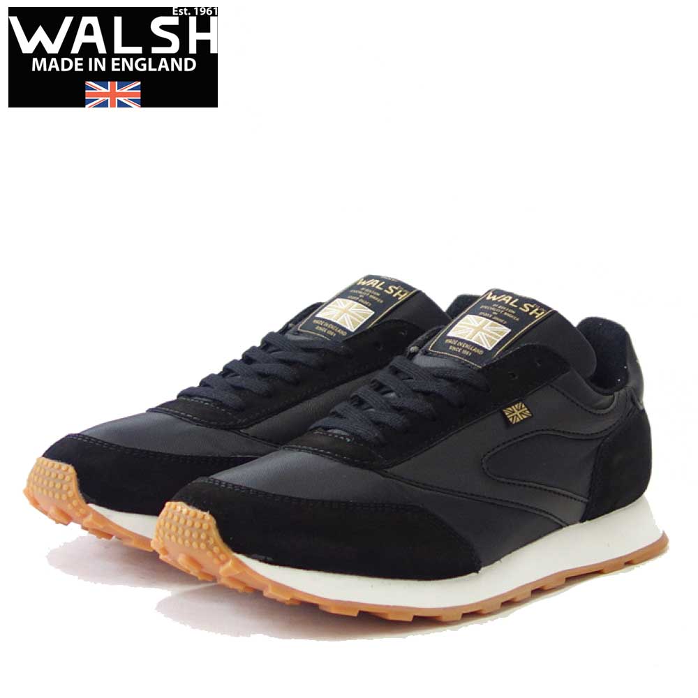 WALSH ウォルシュ HOR 50032(ユニセックス) HORWICH カラー:ブラック(英国製) スエード&人工繊維&PVCのランニングスニーカー 「靴」