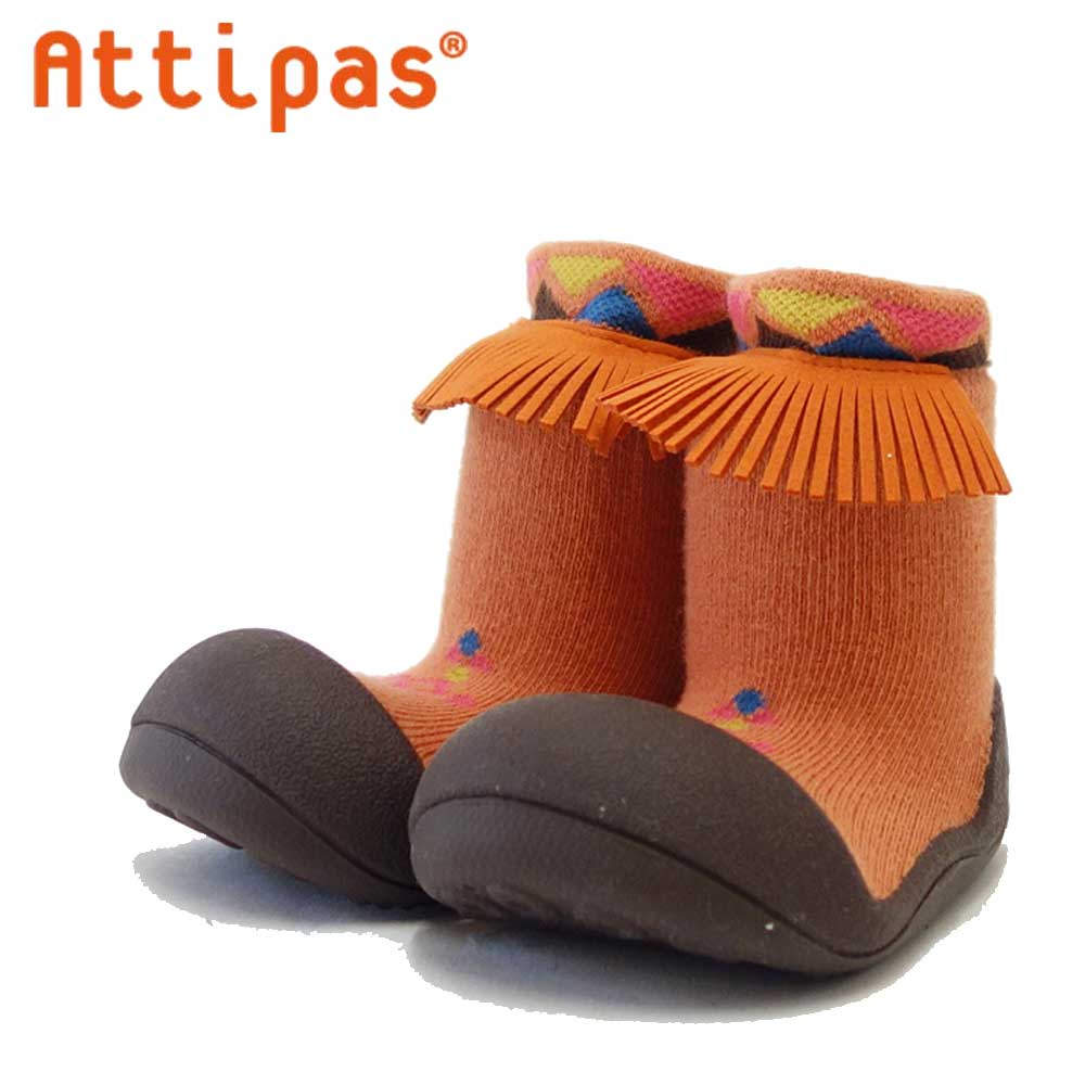 Attipas アティパス Ethnic(エスニック)ID オレンジ(ベビーシューズ)赤ちゃんのためのはじめてのソックスシューズ「靴」