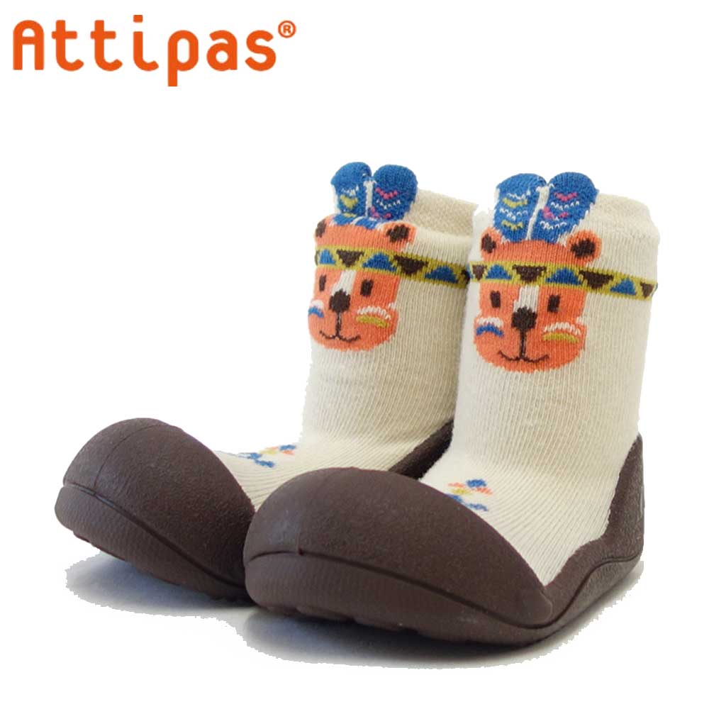 Attipas アティパス Ethnic(エスニック)ID アイボリー(ベビーシューズ)赤ちゃんのためのはじめてのソックスシューズ「靴」