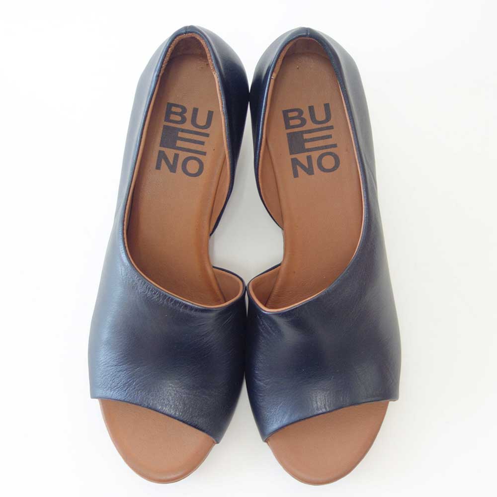 BUENOSHOESブエノJ2410ブラックオープントゥサイドカットサンダルトルコ製軽量ウェッジパンプス「靴」