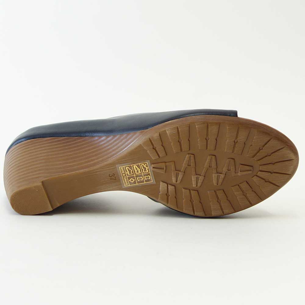 BUENOSHOESブエノJ2410ブラックオープントゥサイドカットサンダルトルコ製軽量ウェッジパンプス「靴」