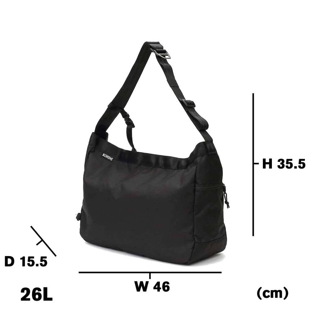 CHROME クローム NEWSPAPER MESSENGER(ニュースペーパー メッセンジャー) 軽量 耐水 26L JP197BK カラー:ブラック ショルダーバッグ メッセンジャーバッグ