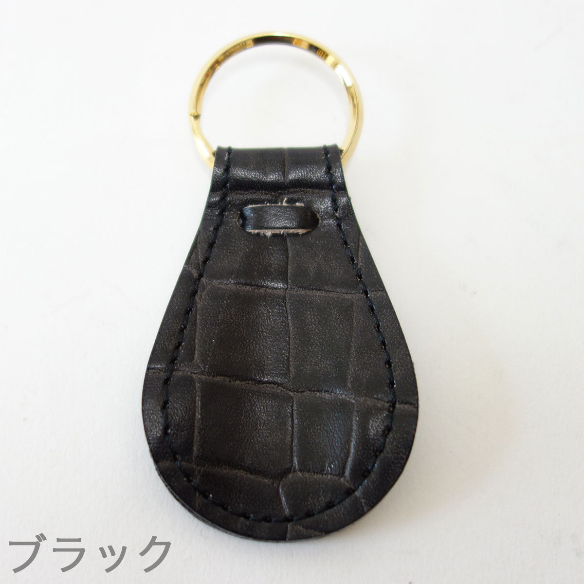 Columbus コロンブス 革巻き手べら クロコ型押し(牛革)日本製 5色のキーホルダーシューホーン(靴べら)