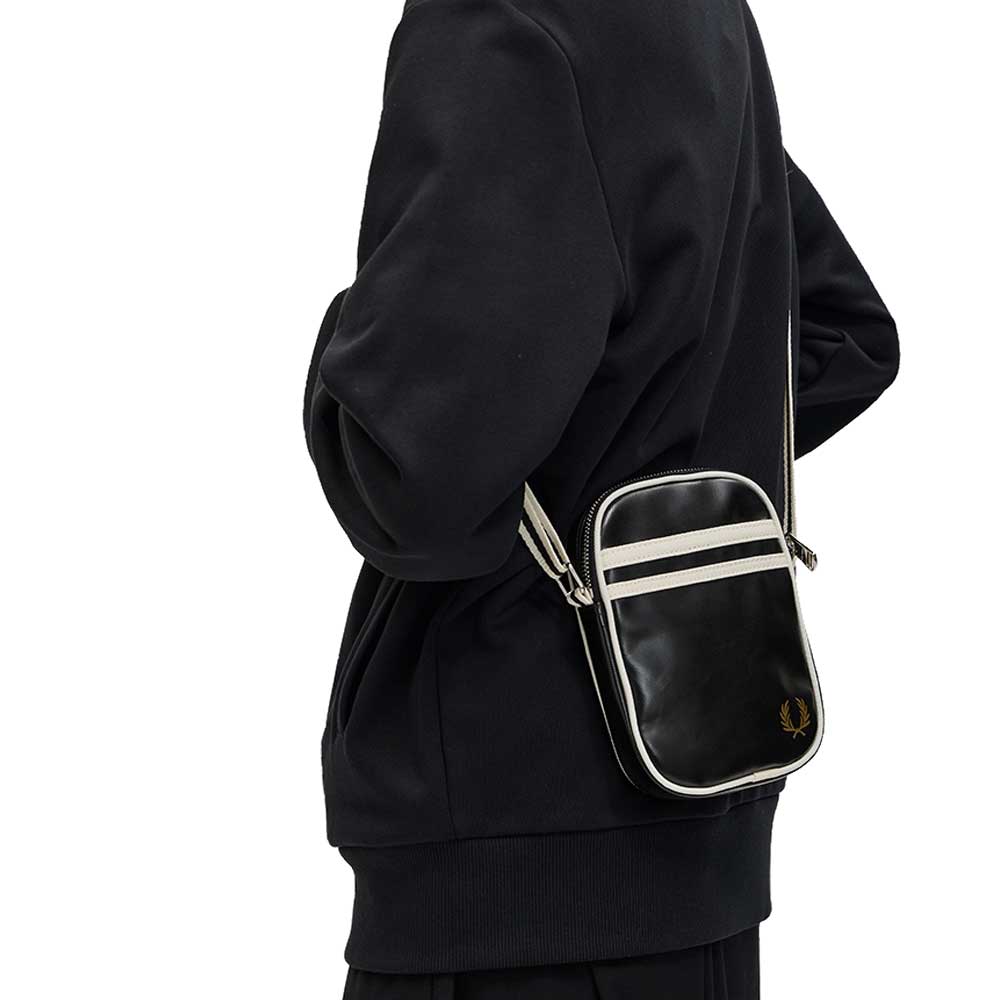 フレッドペリーバッグFREDPERRYClassicSmallSideBagL1179(D57:BLACK/ECRU)ショルダーボディバッグ