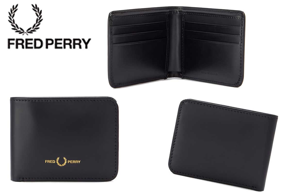 FRED PERRY フレッドペリー MATT LEATHER BILLFOLD WALLET L2303102(ブラック) 二つ折りウォレット