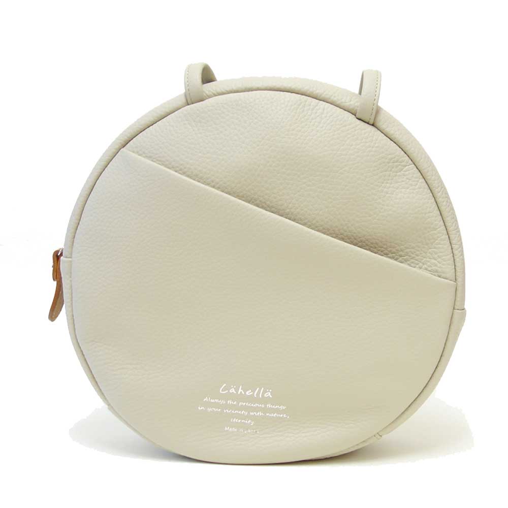 風合いの良いナチュラルレザー丸いフォルムのトートバッグLahellaラヘラムスタ2L-301ベージュ(日本製)トートショルダーイタリアンレザー