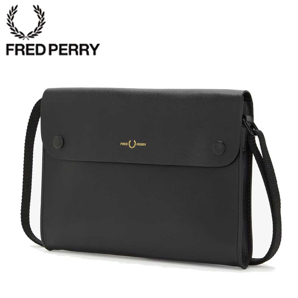 FRED PERRY フレッドペリー Burnished Leather Sacoche Bag L4330102(ブラック) ショルダーバッグ サコッシュ ボディバック メッセンジャーバッグ