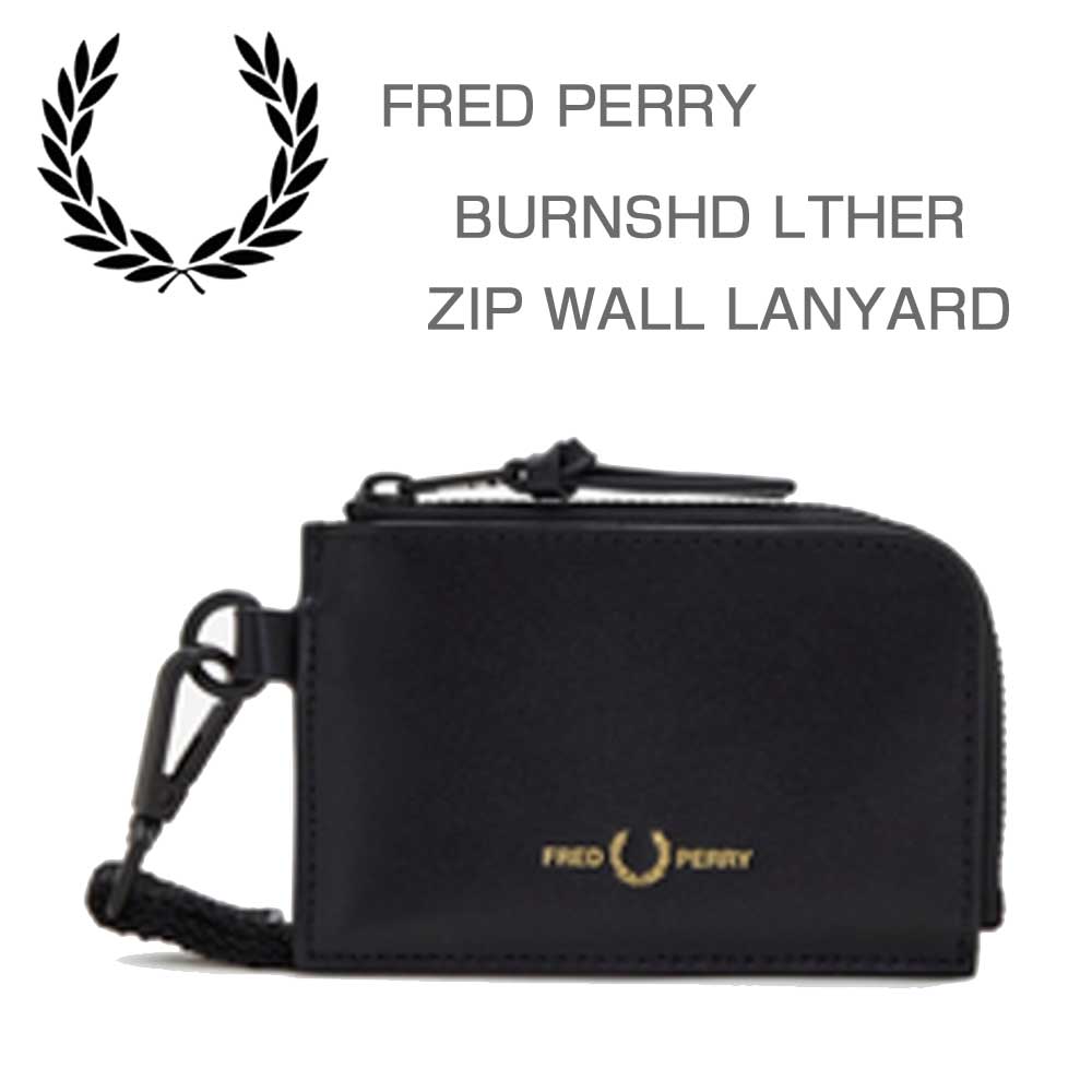 FRED PERRY フレッドペリー BURNSHD LTHER ZIP WALL LANYARD L6295102(BLACK) レザー ラウンドジップ ウォレット