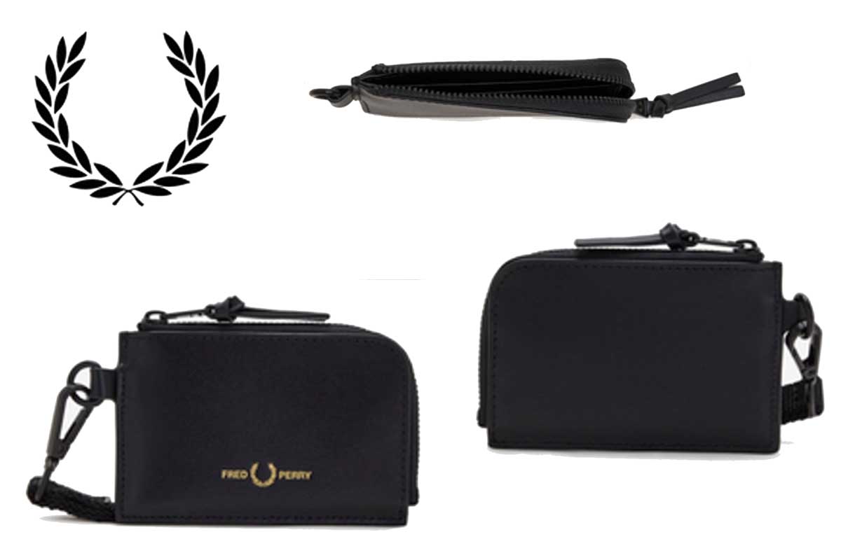 FRED PERRY フレッドペリー BURNSHD LTHER ZIP WALL LANYARD L6295102(BLACK) レザー ラウンドジップ ウォレット