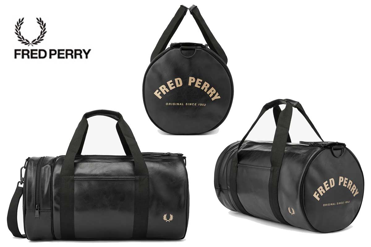 フレッドペリー バッグ FRED PERRY TONAL BARREL BAG L7223 102(ブラック) バレルバッグ ドラムバッグ ボストンバッグ