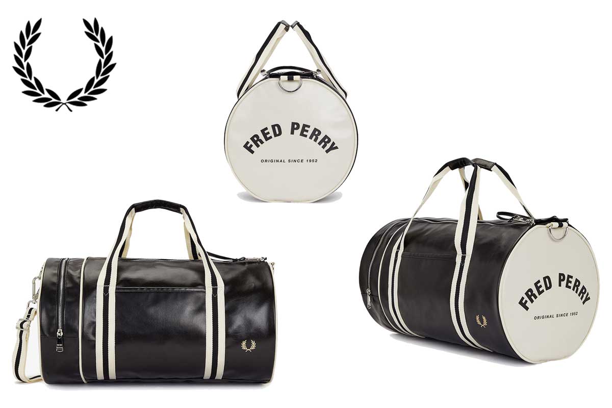 フレッドペリーバッグFREDPERRYCLASSICBARRELBAGL7255D57(BLACK/ECRU)バレルバッグドラムバッグボストンバッグ