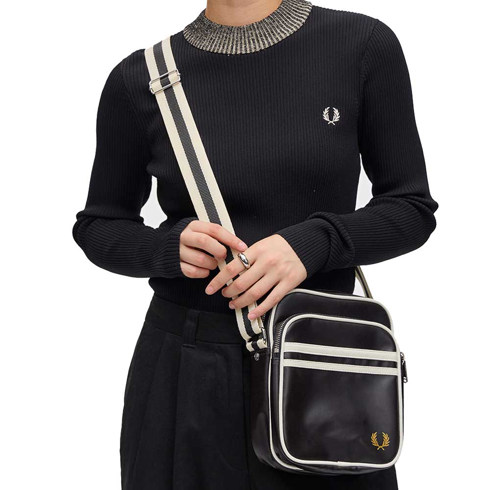 フレッドペリーバッグFREDPERRYClassicSideBagL8258(D57:BLACK/ECRU)(T11:NIGHTGREEN/ECRU)(V11:ECRU/NIGHTGREEN)ショルダーボディバッグポシェット