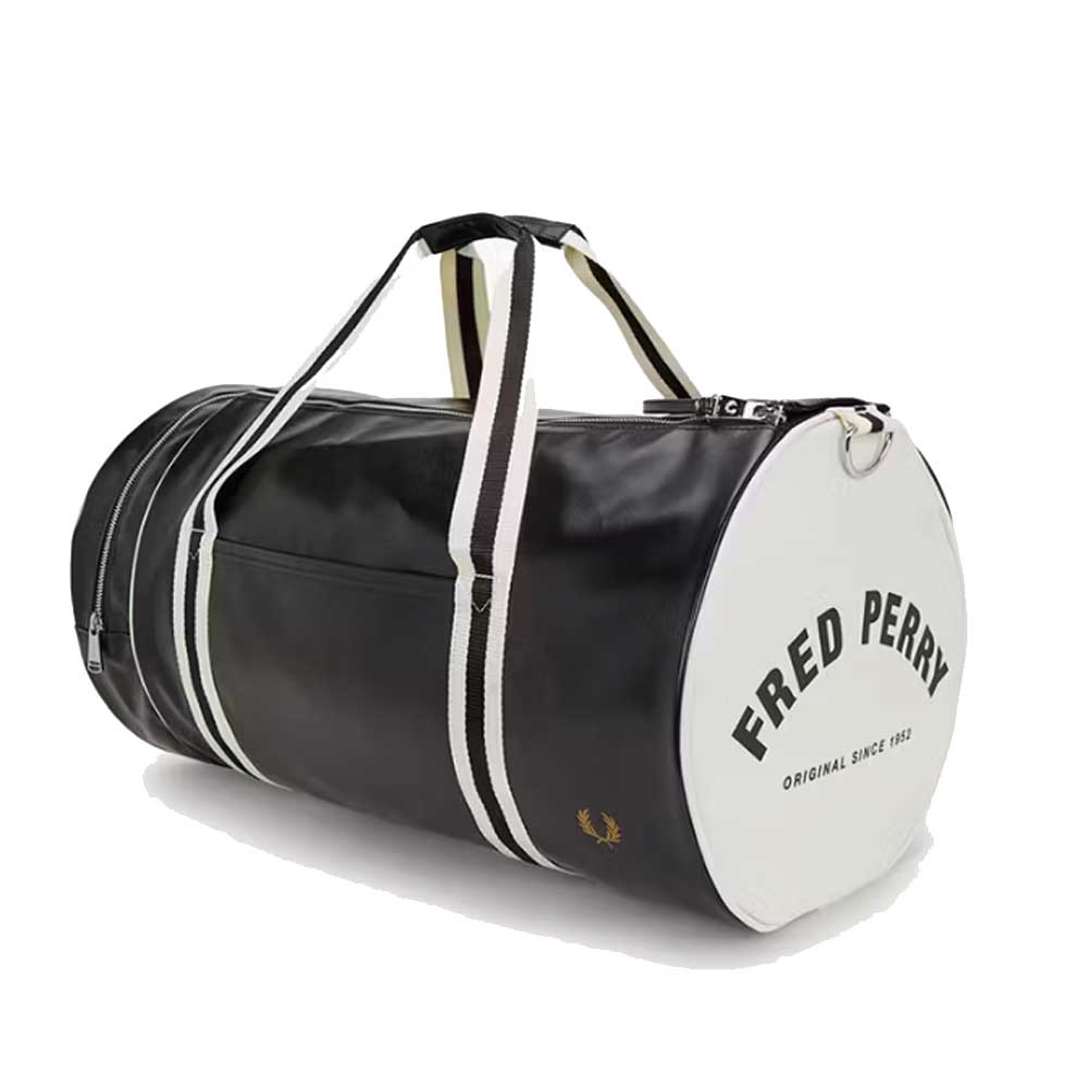 フレッドペリーバッグFREDPERRYCLASSICLARGEBARRELBAGL9266D57(BLACK/ECRU)ラージサイズバレルバッグドラムバッグボストンバッグ