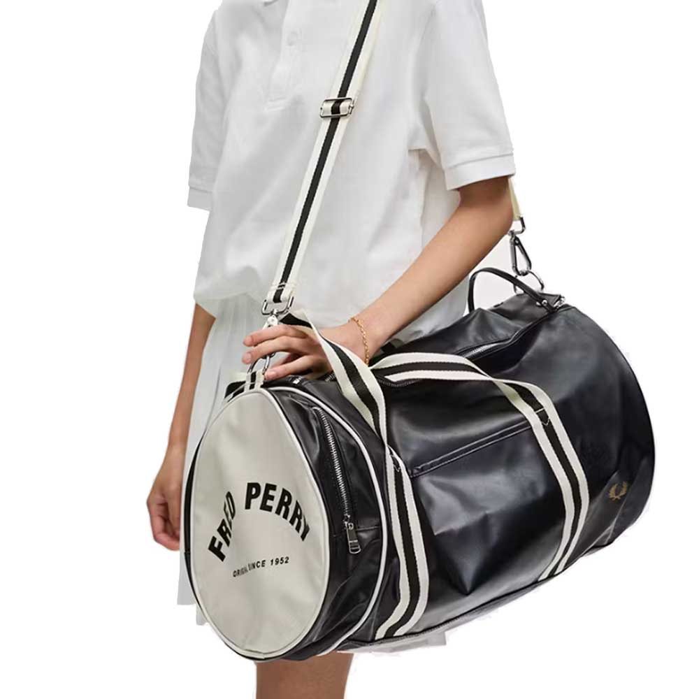 フレッドペリーバッグFREDPERRYCLASSICLARGEBARRELBAGL9266D57(BLACK/ECRU)ラージサイズバレルバッグドラムバッグボストンバッグ
