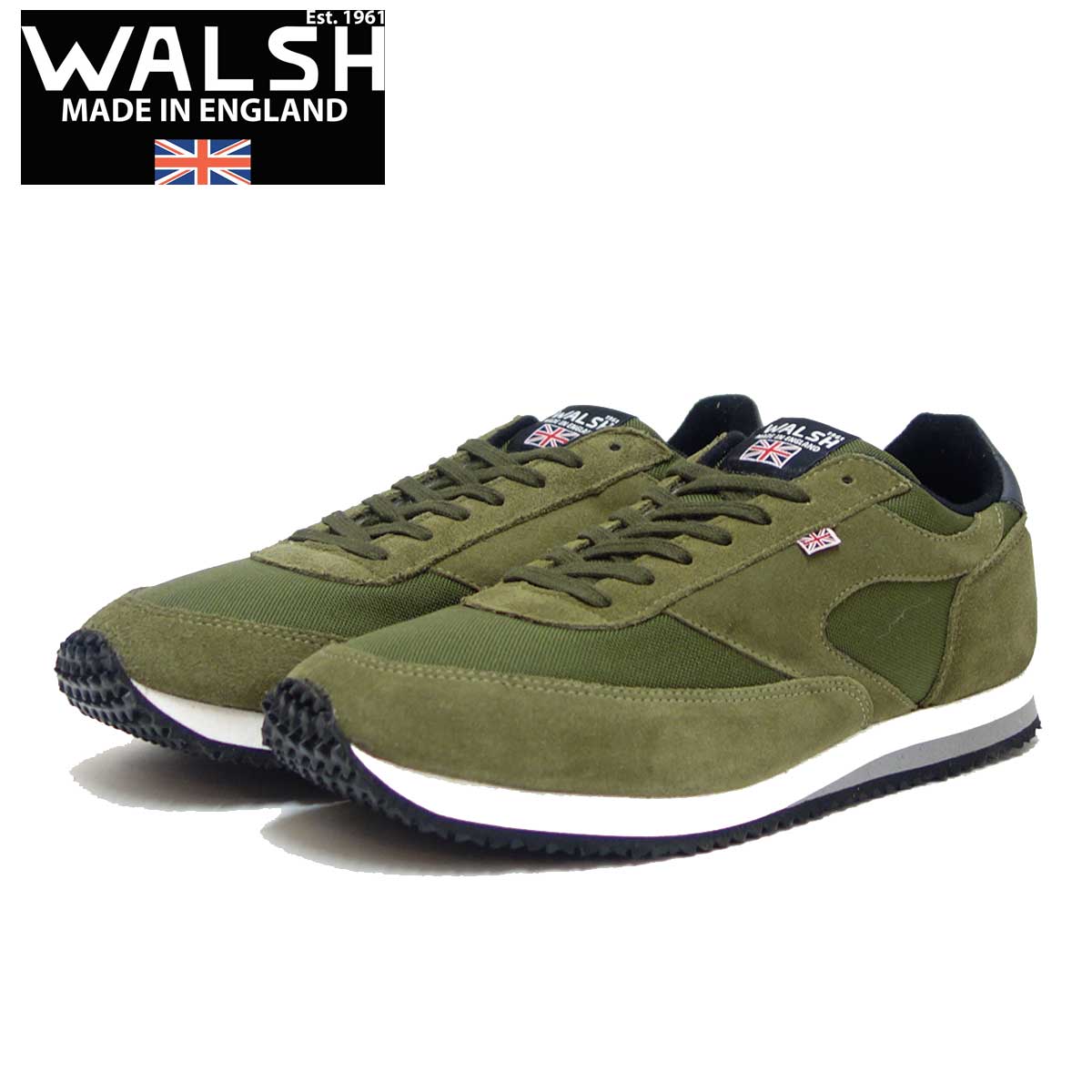 WALSH ウォルシュ LAV10002(ユニセックス) LA'84 カラー:OLV(英国製) スエード&ナイロンのランニングスニーカー 「靴」