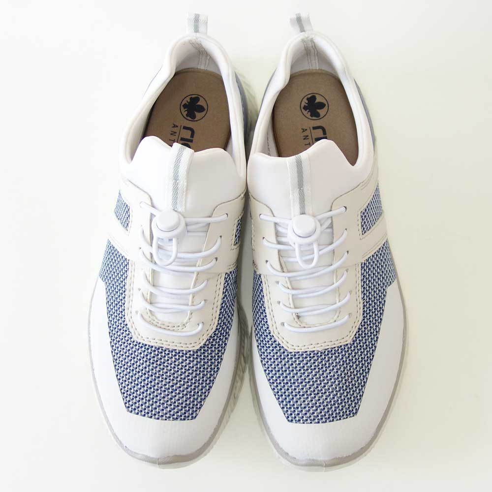 riekerリーカーM606190ホワイト/コンビ(レディース)人工皮革ストレッチクッション性の良いお洒落スリッポンフラットスニーカー「靴」