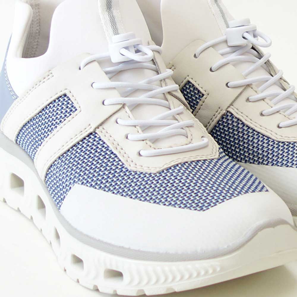 riekerリーカーM606190ホワイト/コンビ(レディース)人工皮革ストレッチクッション性の良いお洒落スリッポンフラットスニーカー「靴」