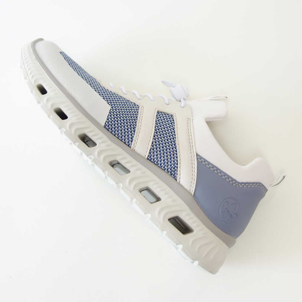 riekerリーカーM606190ホワイト/コンビ(レディース)人工皮革ストレッチクッション性の良いお洒落スリッポンフラットスニーカー「靴」