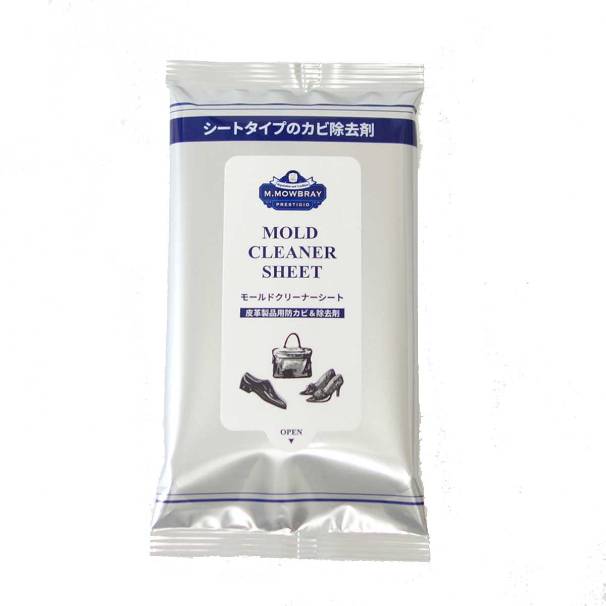 M.MOWBRAY M.モゥブレィ プレステージ モールドクリーナーシート(10枚入り) シートタイプのカビ除去剤(日本製) 靴底 除菌 メール便可