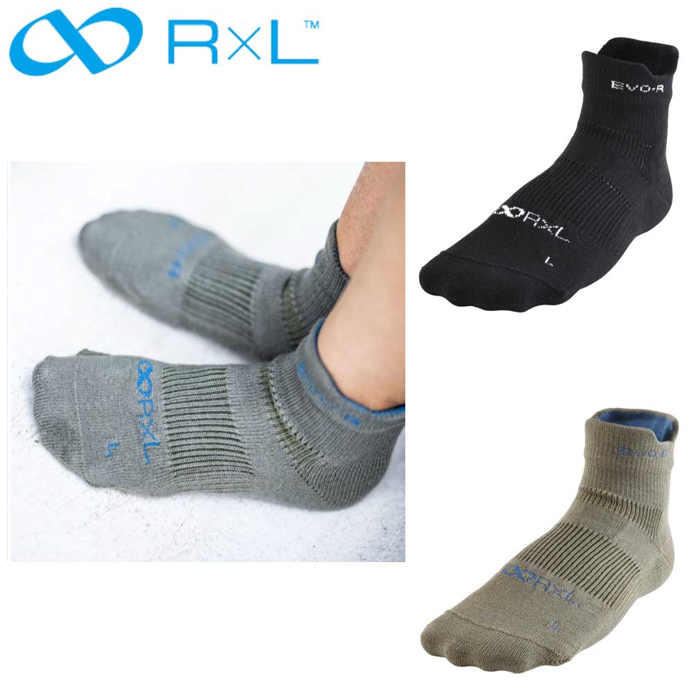 R×L SOCKS アールエルソックス EVO-RM ランニングソックス MID (ラウンド) RNS1003 快適な左右立体ソックス 素足感覚の履き心地(日本製) メール便可