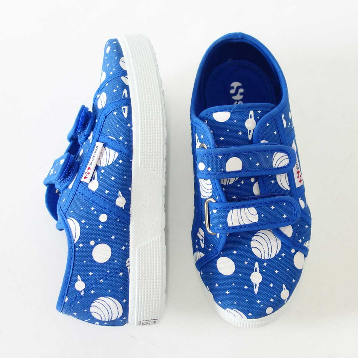【SALE 50%OFF】 スペルガ SUPERGA 2750-FANCOTSTRAPJ TORCHIETTO(キッズ)Space Royal-White (S00GYE0) ナチュラルなキャンバススニーカー 「靴」