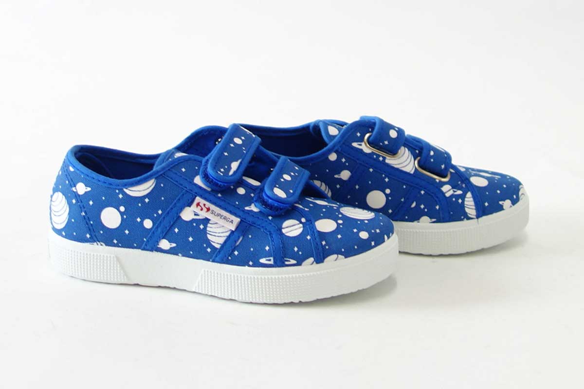 【SALE 50%OFF】 スペルガ SUPERGA 2750-FANCOTSTRAPJ TORCHIETTO(キッズ)Space Royal-White (S00GYE0) ナチュラルなキャンバススニーカー 「靴」