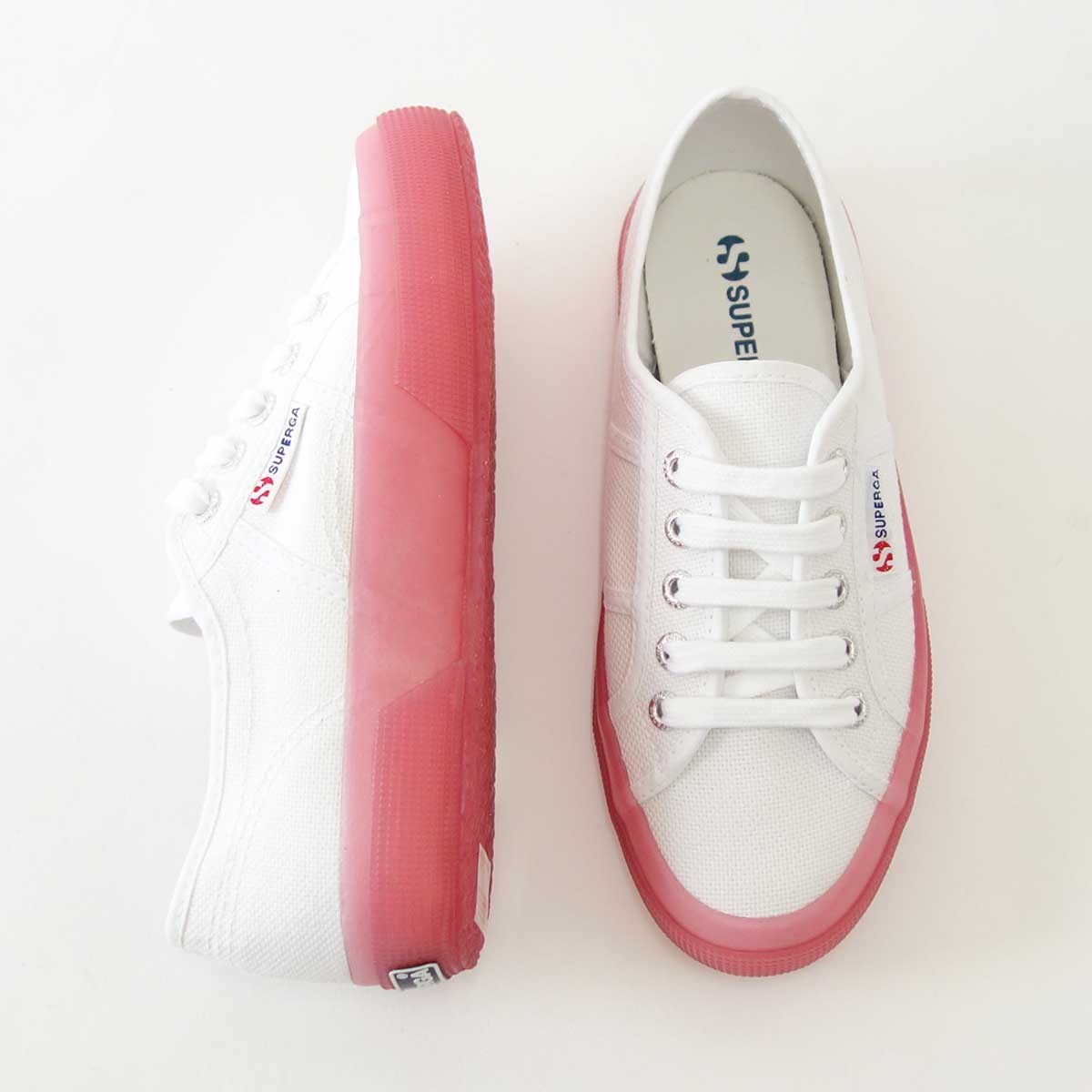 【SALE 50%OFF】 スペルガ SUPERGA 2750-JELLYGUM COTU(ユニセックス)White-Pink (S1113DW) ナチュラルなキャンバススニーカー 「靴」