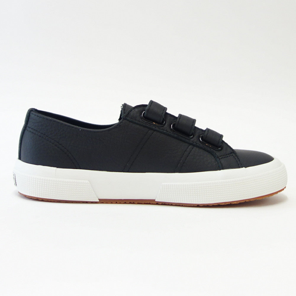 【SALE 50%OFF】 スペルガ SUPERGA 3STRAPS TUMBLED LEATHERU(ユニセックス)ブラック (s111lww005) 風合いの良い天然皮革スニーカー 「靴」