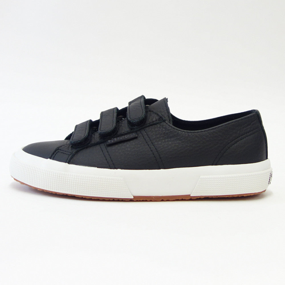 【SALE 50%OFF】 スペルガ SUPERGA 3STRAPS TUMBLED LEATHERU(ユニセックス)ブラック (s111lww005) 風合いの良い天然皮革スニーカー 「靴」