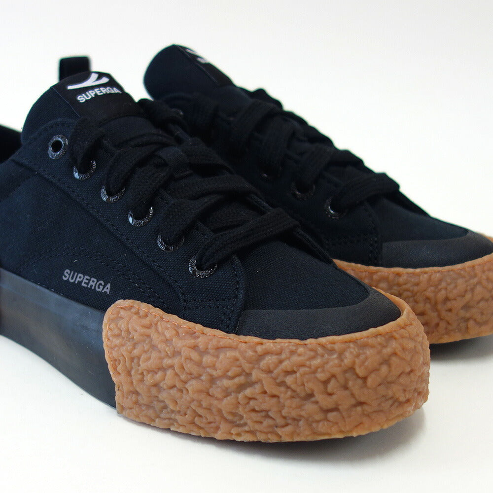 スペルガSUPERGA2660ストライプビッグバンパー(ユニセックス)BLACK-GUM(4s2137cwa0u)ナチュラルなキャンバススニーカー「靴」