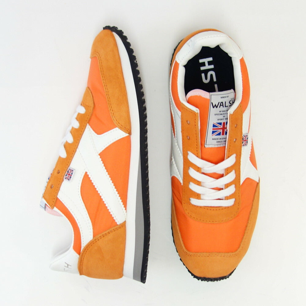 WALSH ウォルシュ TOR 01394(ユニセックス) Tornado カラー:オレンジ/ホワイト(英国製) スエード&ナイロンのランニングスニーカー 「靴」