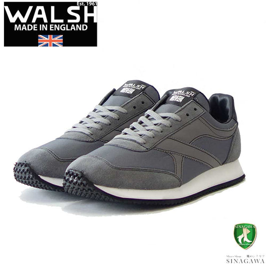 WALSH ウォルシュ TOR 22415(ユニセックス) Tornado カラー:グレー/ブラック(英国製) スエード&ナイロンのランニングスニーカー  「靴」