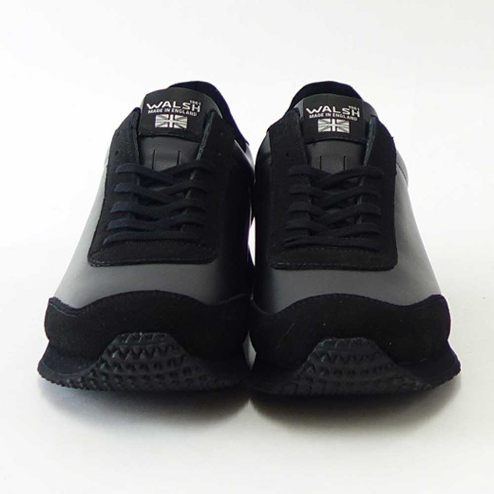 WALSH ウォルシュ TOR 22417(ユニセックス) Tornado17 LEA カラー:ブラック(英国製) オールレザー 天然皮革のランニングスニーカー  「靴」