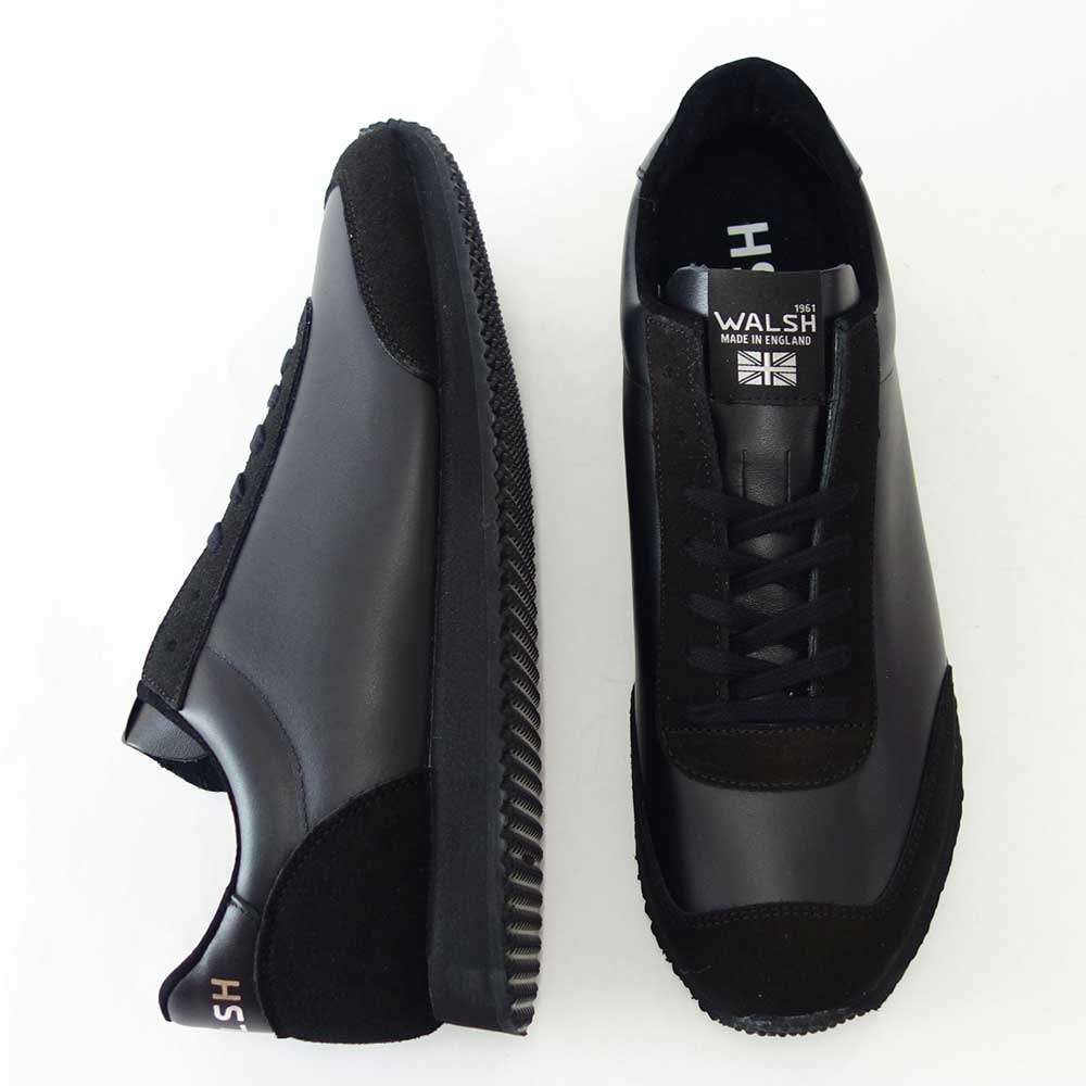 WALSH ウォルシュ TOR 22417(ユニセックス) Tornado17 LEA カラー:ブラック(英国製) オールレザー 天然皮革のランニングスニーカー  「靴」