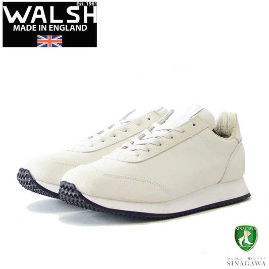 WALSH ウォルシュ TOR 22419(ユニセックス) Tornado17 LEA カラー:オフホワイト(英国製) オールレザー 天然皮革のランニングスニーカー  「靴」