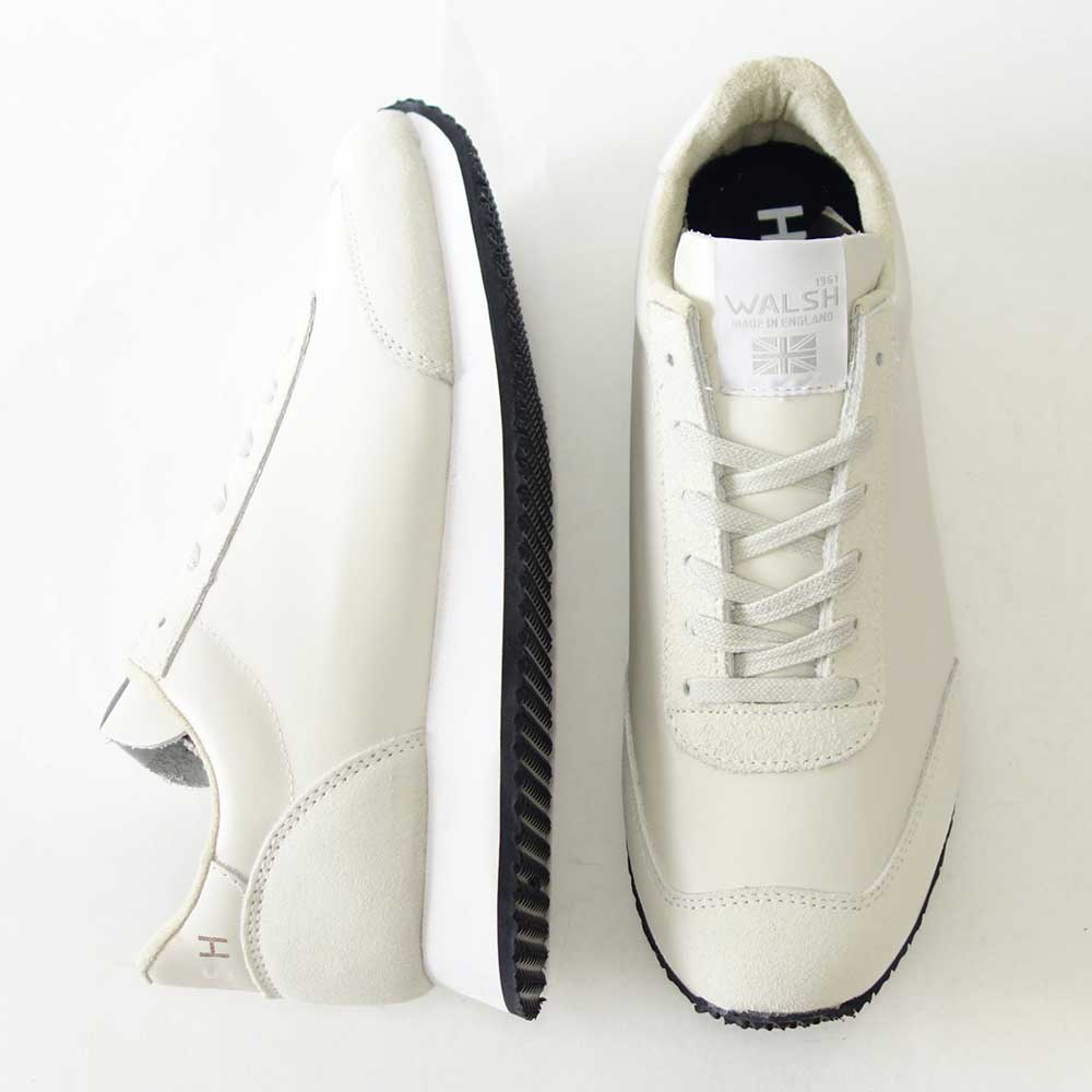 WALSH ウォルシュ TOR 22419(ユニセックス) Tornado17 LEA カラー:オフホワイト(英国製) オールレザー 天然皮革のランニングスニーカー  「靴」