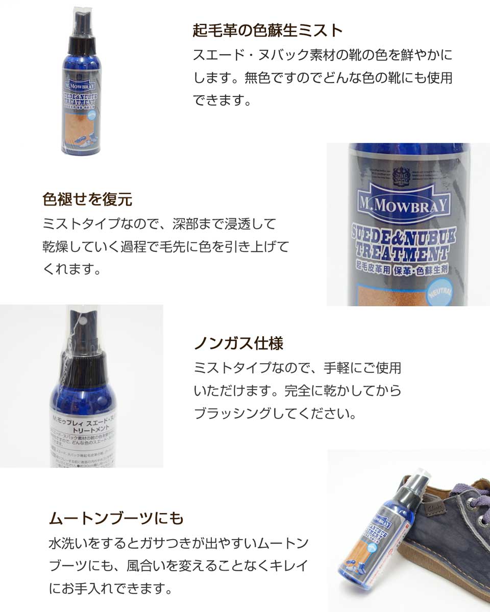 M.MOWBRAY M.モゥブレィ スエード・ヌバック トリートメント(ミスト) 起毛皮革の色あせを鮮やかに モウブレイ R&D
