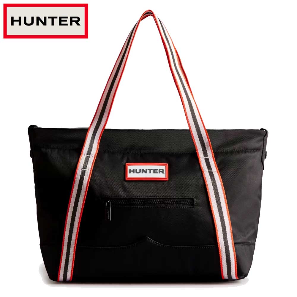 ハンター HUNTER UBS1201KBM ナイロン ミディアム トップ クリップ トート バッグ (カラー:ブラック / レッド ストライプ) トートバッグ ショルダーバッグ