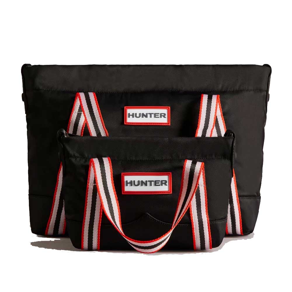 ハンター HUNTER UBS1201KBM ナイロン ミディアム トップ クリップ トート バッグ (カラー:ブラック / レッド ストライプ) トートバッグ ショルダーバッグ
