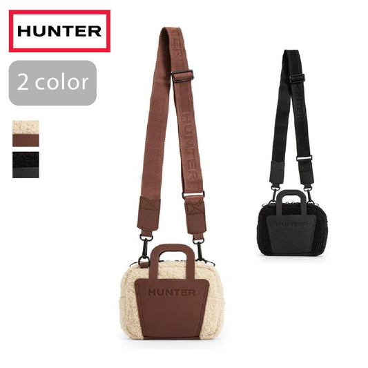 ハンターHUNTERUBX3704PRCブークレミニクロスボディ(カラー:ブラック/キャンバスクリーム)ショルダーバッグもこもこ