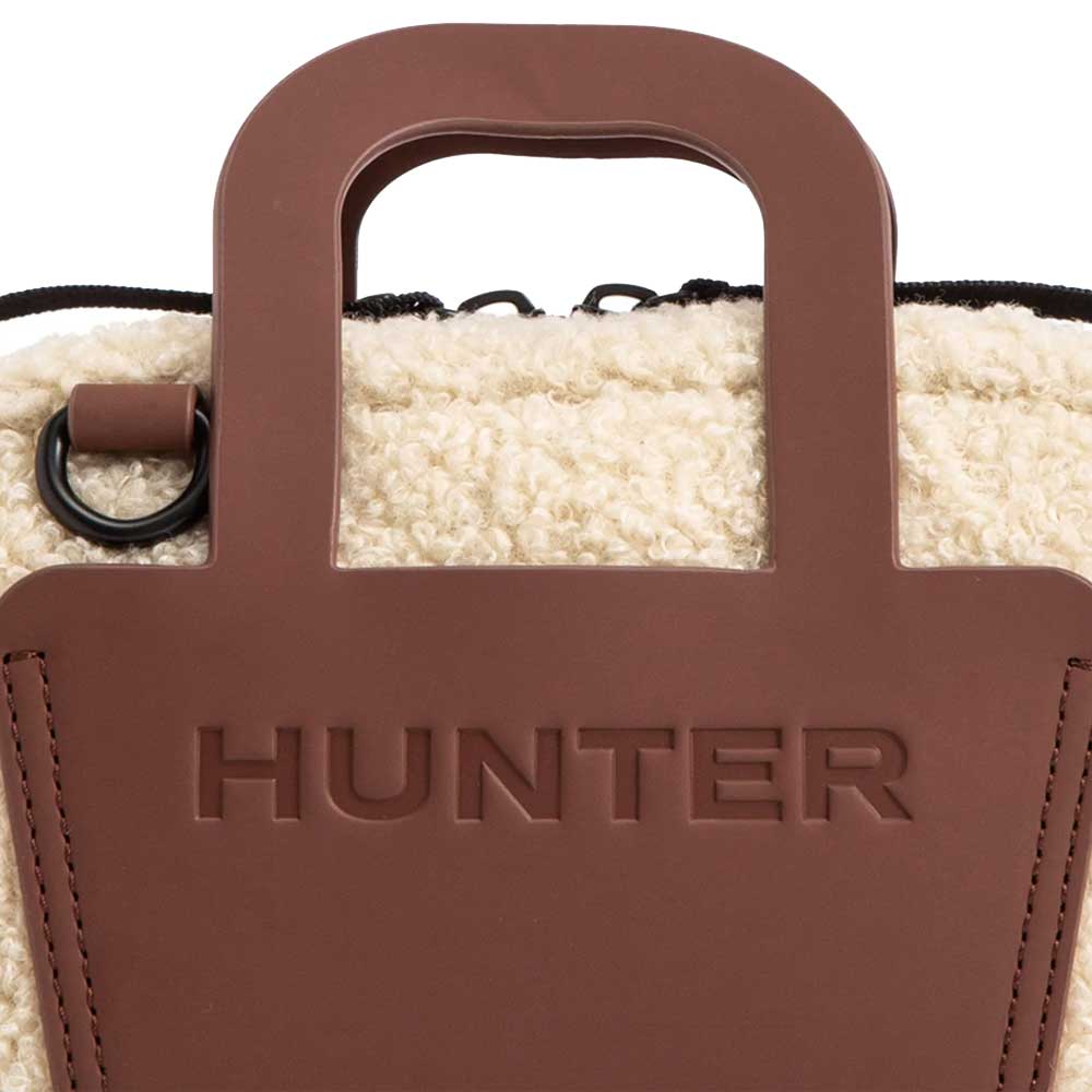 ハンターHUNTERUBX3704PRCブークレミニクロスボディ(カラー:ブラック/キャンバスクリーム)ショルダーバッグもこもこ