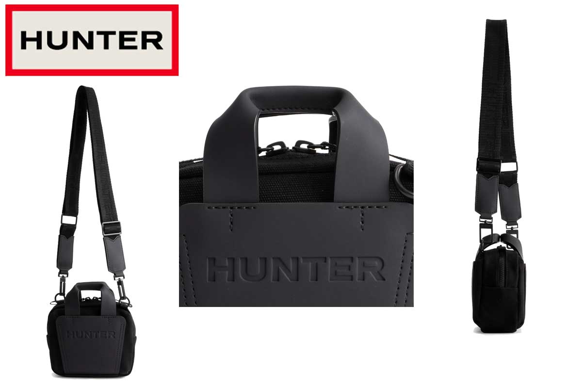 ハンターHUNTERUBX4013CAAリファインドスティッチキャンバスクロスボディ(カラー:ブラック・ナチュラル)ショルダーバッグ