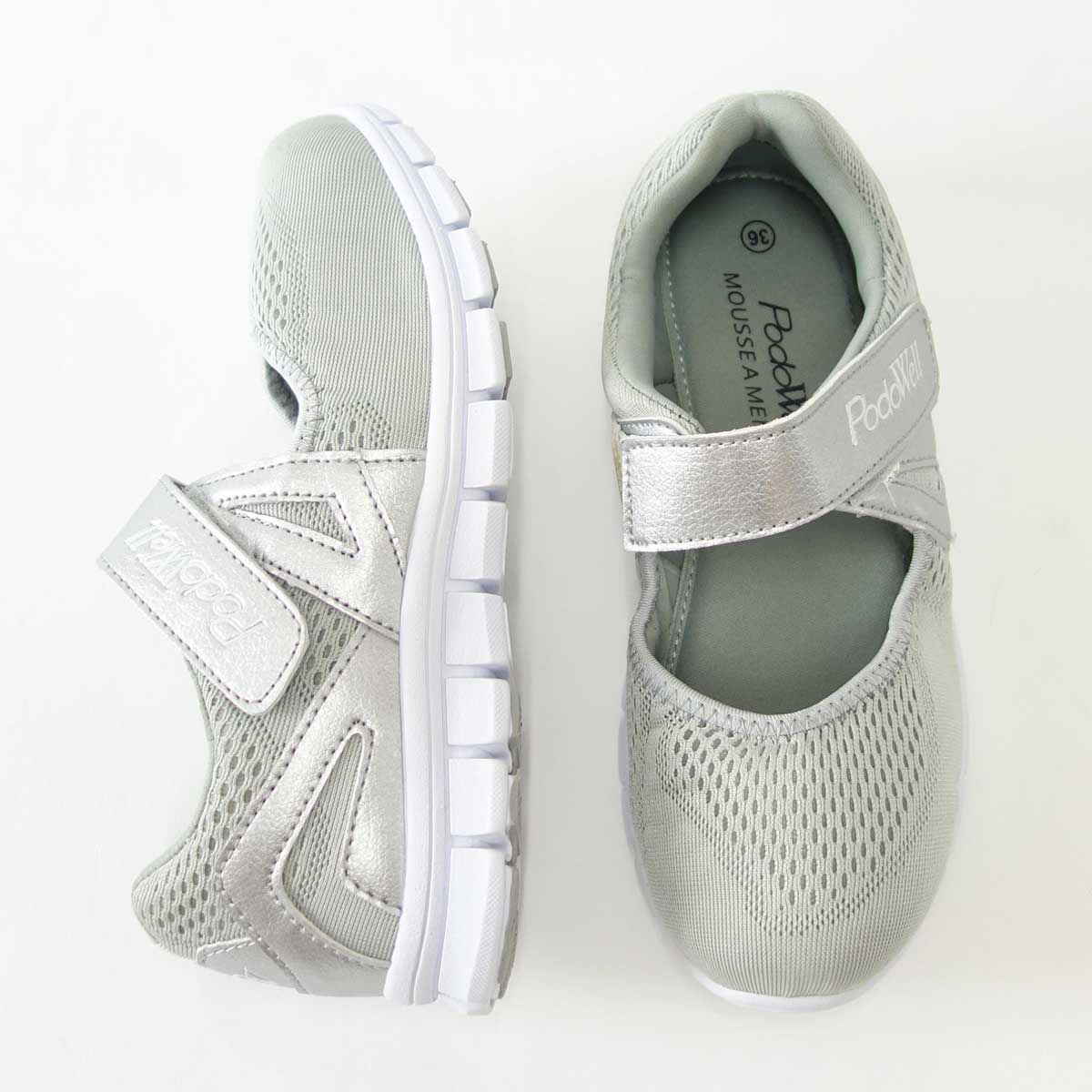 PodoWell ポドウエル VAUCLUSE(ボークリューズ) グレー(レディース) ゆったり幅広 リハビリ 介護シューズ 「靴」