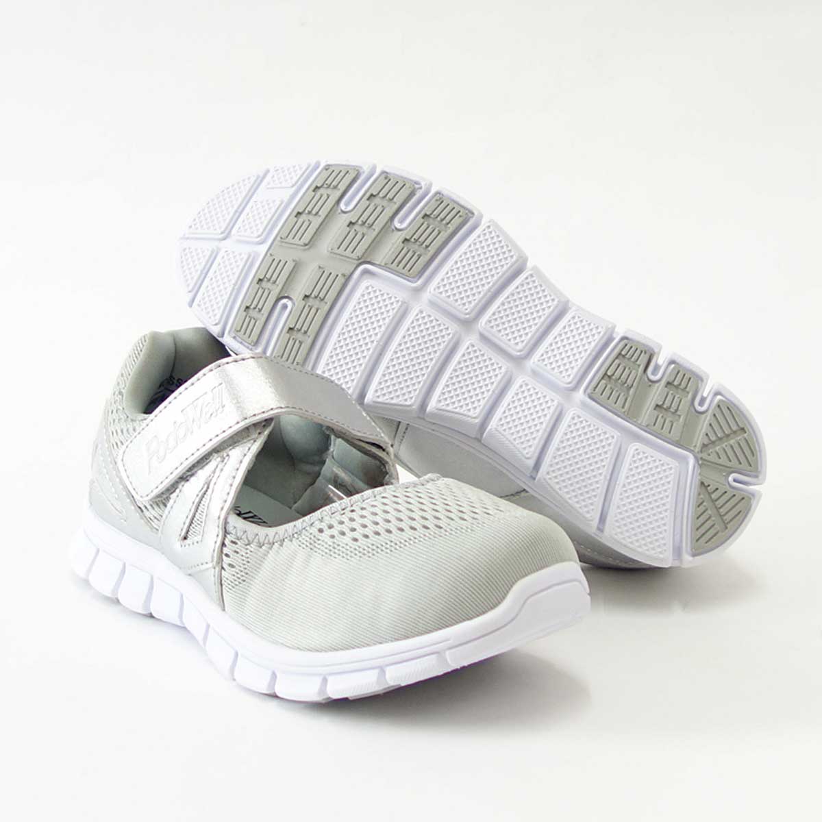 PodoWell ポドウエル VAUCLUSE(ボークリューズ) グレー(レディース) ゆったり幅広 リハビリ 介護シューズ 「靴」