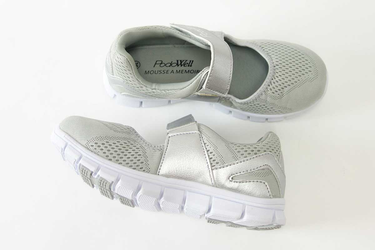 PodoWell ポドウエル VAUCLUSE(ボークリューズ) グレー(レディース) ゆったり幅広 リハビリ 介護シューズ 「靴」