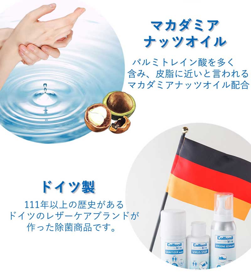 コロニル Collonil ウイルスストップ VIRUS STOP(ドイツ製) アルコール除菌ローション エタノール濃度76% 消毒 手指 ドイツ製 消毒用アルコール ドアノブ トイレ 便座 携帯用 持ち運び ボトル ウイルス対策 消毒