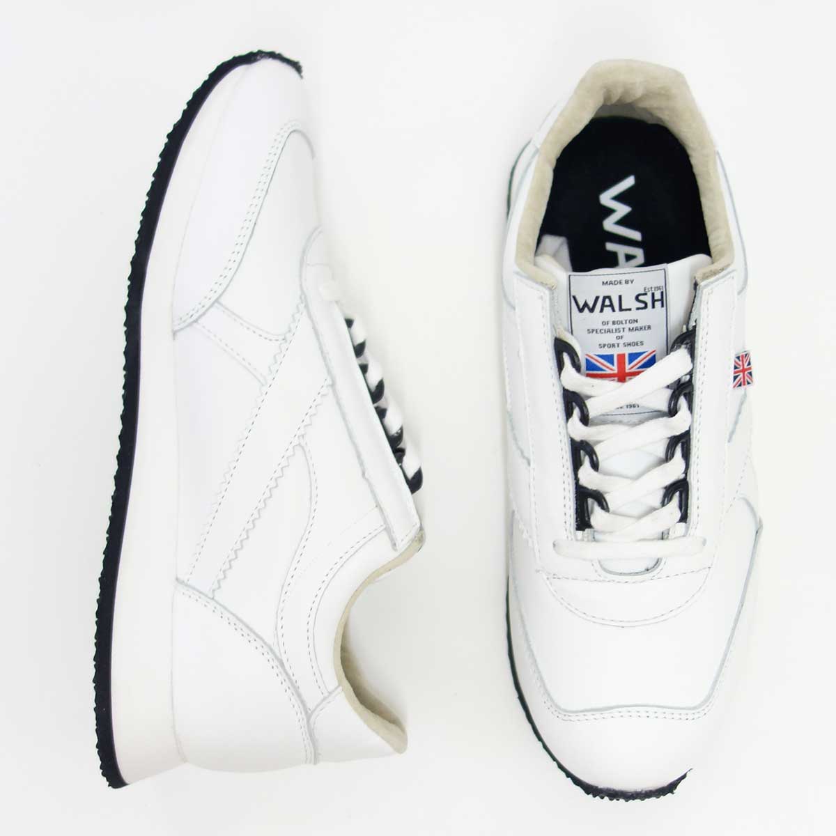 WALSH ウォルシュ VOY50007(ユニセックス) Voyager Leather カラー:ホワイト(英国製)  オールレザーのランニングスニーカー 「靴」