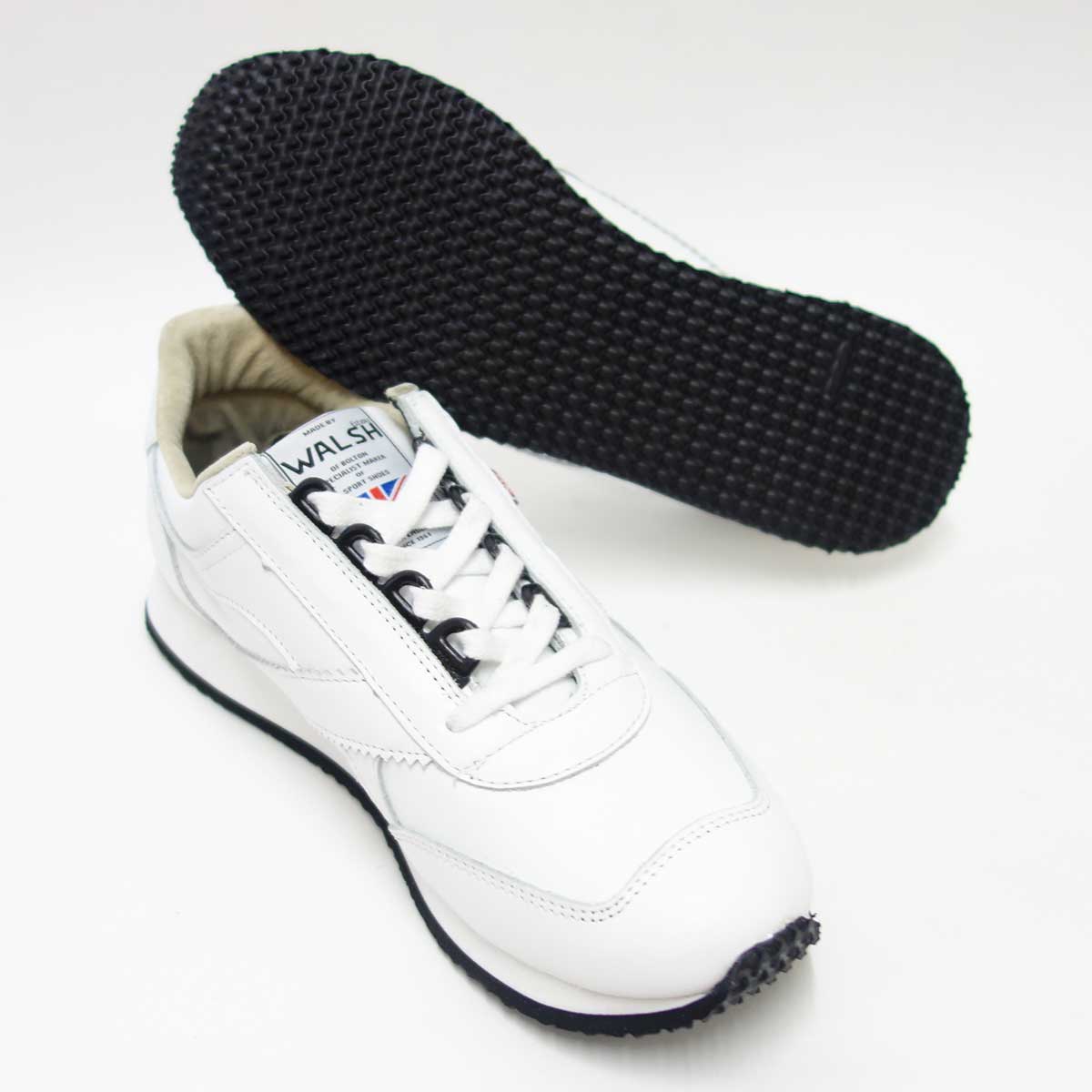 WALSH ウォルシュ VOY50007(ユニセックス) Voyager Leather カラー:ホワイト(英国製)  オールレザーのランニングスニーカー 「靴」